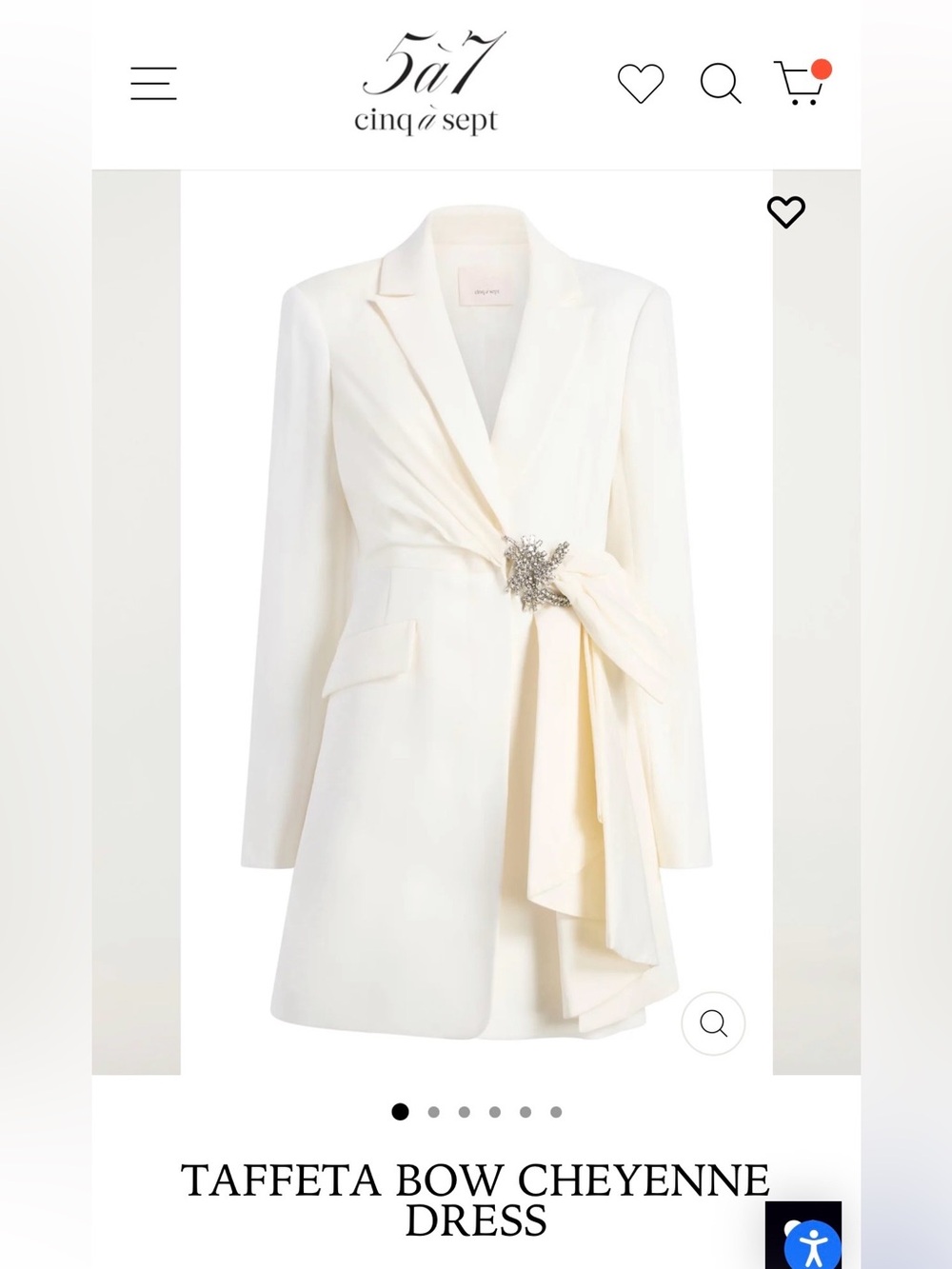 Cinq a Sept Taffeta Bow dress with crystal brooch